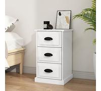 FUDUGEHMIOFWFJJ Comodino Bianco Lucido 39x39x67 cm Legno Multistrato con 3 Cassetti, Mobile Notte Moderno per Camera da Letto e Soggiorno, Resistente all'Umidità