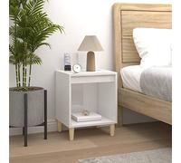 FUDUGEHMIOFWFJJ Comodino Bianco Lucido 40x35x50 cm Legno Multistrato Nightstand with Storage Shelf, Elegant Bedroom Furniture with Smooth Surface for Home Decor