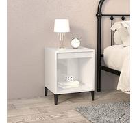 FUDUGEHMIOFWFJJ Comodino Bianco Lucido 40x35x50 cm Nightstand with Storage, Modern Bedside Table with Smooth Surface, Engineered Wood Bedroom Furniture for Home Decor