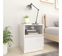 FUDUGEHMIOFWFJJ Comodino Bianco Lucido 40x40x50 cm Nightstand with Drawer and Shelf, Modern Bedside Table in Multilayer Wood for Bedroom Living Room Storage Organization