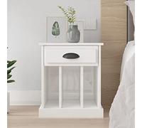 FUDUGEHMIOFWFJJ Comodino Bianco Lucido 43x36x50 cm Modern Nightstand with Drawer and Shelves, White Glossy Bedside Table for Bedroom Storage and Decor