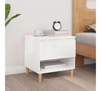 FUDUGEHMIOFWFJJ Comodino Bianco Lucido 50x46x50 cm in Legno Multistrato, Elegant Bedside Table with Storage Shelf, Modern Nightstand for Bedroom Living Room