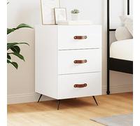 FUDUGEHMIOFWFJJ Comodino Bianco Moderno Legno Multistrato 40x40x66 cm con Cassetti, Mobiletto Notte Camera da Letto Soggiorno, Design Elegante con Piano Espositivo e Piedini in Metallo