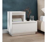 FUDUGEHMIOFWFJJ Comodino Bianco Nightstand with Drawer 60x34x51 cm Solid Pine Wood Bedside Table for Bedroom Storage, Modern White End Table with Shelf and Assembly Options