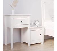 FUDUGEHMIOFWFJJ Comodino Bianco Nightstand with Drawer, Solid Pine Wood Bedside Table 79.5x38x65.5 cm, Modern White Bedroom Furniture for Small Spaces, Sturdy Storage Cabinet
