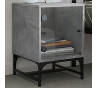 FUDUGEHMIOFWFJJ Comodino Camera da Letto con Anta Vetro Grigio Cemento 35x37x50 cm, Mobile Notte Moderno con Piano Stabile e Ampio Spazio, Ideale per Camera da Letto e Soggiorno