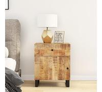 FUDUGEHMIOFWFJJ Comodino Camera da Letto Legno Massello Mango 50x33x60cm con Cassetto, Mobiletto Notte Moderno Industriale per Camera da Letto, Soggiorno, Ampio Spazio Ripiano e Gambe Metalliche