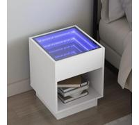 FUDUGEHMIOFWFJJ Comodino con LED Infinity Bianco 40x40x50 cm Modern Nightstand with RGB Lights Multilayer Wood Bedroom Furniture for Home Decor