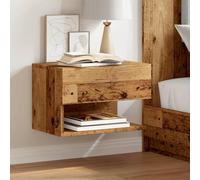 FUDUGEHMIOFWFJJ Comodino da Parete Legno Antico - Wall Mounted Nightstand with Storage Shelf, Space Saving Bedside Table for Small Bedroom, Vintage Wood Finish Floating Cabinet