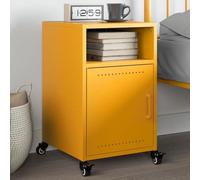 FUDUGEHMIOFWFJJ Comodino Giallo Senape Bedside Table with Wheels Cold Rolled Steel Nightstand 36x39x59 cm Modern Bedroom Furniture Storage Cabinet with Handle