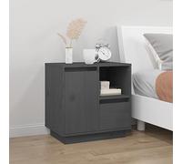 FUDUGEHMIOFWFJJ Comodino Grigio 50x34x50 cm in Legno Massello di Pino, Rustic Pine Wood Bedside Table with Storage Shelf, Modern Nightstand for Bedroom Living Room