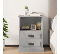 FUDUGEHMIOFWFJJ Comodino Grigio Cemento 43x36x60 cm Nightstand with 2 Drawers, Modern Bedside Table with Open Shelf, Engineered Wood Bedroom Furniture for Home Decor