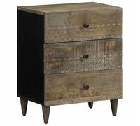 FUDUGEHMIOFWFJJ Comodino Grigio Chiaro Legno Massello Mango Bedside Table 50x33x60 cm with Storage Shelf, Modern Nightstand for Bedroom Living Room