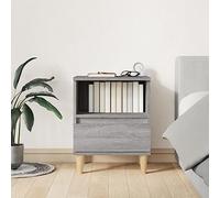 FUDUGEHMIOFWFJJ Comodino Grigio Sonoma 40x35x50 cm Bedside Table with Drawer, Engineered Wood Nightstand with Storage Shelf for Bedroom Living Room, Modern Gray Side Table with Solid Wood Legs