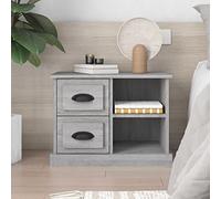 FUDUGEHMIOFWFJJ Comodino Grigio Sonoma 60x35,5x45 cm Nightstand with 2 Drawers and 2 Compartments, Engineered Wood Bedside Table for Bedroom Storage, Modern Gray Side Table with Spacious Display Top