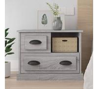 FUDUGEHMIOFWFJJ Comodino Grigio Sonoma Bedside Table with 2 Drawers 60x39x45 cm Engineered Wood Nightstand for Bedroom Living Room Modern Storage Furniture