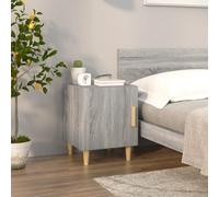 FUDUGEHMIOFWFJJ Comodino Grigio Sonoma Nightstand with Door Storage, Multilayer Wood Bedside Table for Bedroom, Modern Gray End Table with Stable Top for Living Room Decor