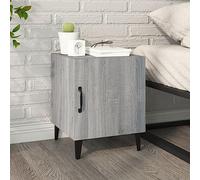 FUDUGEHMIOFWFJJ Comodino Grigio Sonoma Nightstand with Door Storage, Multilayer Wood Bedside Table for Bedroom, Modern Gray End Table with Stable Surface for Living Room Decor