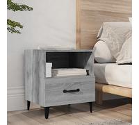 FUDUGEHMIOFWFJJ Comodino Grigio Sonoma Nightstand with Drawer and Shelf, Multilayer Wood Bedside Table for Bedroom Storage, Modern Gray End Table with Assembly Required