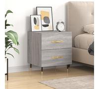 FUDUGEHMIOFWFJJ Comodino Grigio Sonoma Nightstand with Drawers, Modern Bedside Table 40x35x47.5 cm, Engineered Wood Storage Cabinet for Bedroom Living Room