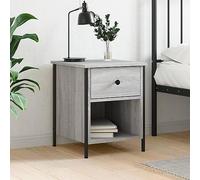 FUDUGEHMIOFWFJJ Comodino Grigio Sonoma Nightstand with Storage Shelf, Engineered Wood Bedside Table with Adjustable Feet, Modern Bedroom Living Room Furniture 40x42x50 cm