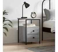 FUDUGEHMIOFWFJJ Comodino Grigio Sonoma Nightstand with Storage Shelf, Industrial Design Bedside Table 34x35.5x50 cm Engineered Wood Metal Frame Adjustable Feet for Bedroom Living Room