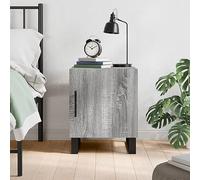 FUDUGEHMIOFWFJJ Comodino Grigio Sonoma Nightstand with Storage Shelf, Modern Bedside Table 40x40x50 cm Engineered Wood with Metal Legs for Bedroom Living Room