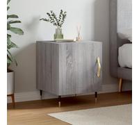 FUDUGEHMIOFWFJJ Comodino Grigio Sonoma Nightstand with Storage Shelf, Modern Bedside Table with Metal Legs, Engineered Wood Multilayer Cabinet 40x40x50 cm for Bedroom Living Room
