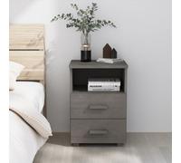 FUDUGEHMIOFWFJJ Comodino HAMAR Grigno Chiaro Nightstand 40x35x62 cm Solid Pine Wood Bedside Table with 2 Drawers for Bedroom Living Room Storage Organizer