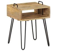 FUDUGEHMIOFWFJJ Comodino in Legno Massello di Mango 40x34x47 cm Industrial Style Nightstand with Steel Frame, Solid Wood Bedside Table for Bedroom Living Room Storage Organizer