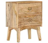 FUDUGEHMIOFWFJJ Comodino in Legno Massello di Mango 40x35x55 cm with 2 Drawers, Handcrafted Solid Wood Nightstand for Bedroom, Rustic Side Table with Storage, Easy Assembly