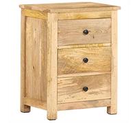 FUDUGEHMIOFWFJJ Comodino in Legno Massello di Mango 45x35x60 cm Rustic Nightstand with 3 Drawers, Bedside Table, End Table for Bedroom Living Room Storage Furniture