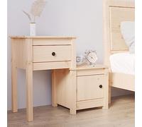 FUDUGEHMIOFWFJJ Comodino in Legno Massello di Pino 79,5x38x65,5 cm, Elegant Design Bedside Table with Storage Drawer, Modern Nightstand for Bedroom and Living Room, Durable Wooden Furniture