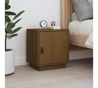 FUDUGEHMIOFWFJJ Comodino in Legno Massello di Pino con 2 Scomparti e Anta Regolabile, Mobiletto da Notte Moderno per Camera da Letto e Soggiorno, Design Elegante Marrone Ambrato 40x34x45 cm