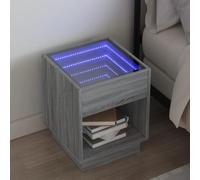 FUDUGEHMIOFWFJJ Comodino LED Infinity Mirror Nightstand with RGB Lights, Multilayer Wood Bedside Table with USB Port, Modern Bedroom Furniture 40x40x50 cm