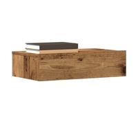FUDUGEHMIOFWFJJ Comodino Legno Antico 60x35 cm LED Nightstand with RGB Lights, Wall Mounted Bedside Table with Storage Shelf, Multilayer Wood Modern Design for Bedroom Living Room