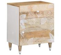 FUDUGEHMIOFWFJJ Comodino Legno Massello Mango 50x33x60 cm Nightstand with Drawer and Door, Solid Wood Bedside Table for Bedroom, Living Room End Table with Storage Space