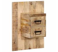 FUDUGEHMIOFWFJJ Comodino Legno Massello Mango 60x32x80 cm, Rustic Bedside Table with Wall Mount Design, Spacious Storage for Bedroom Nightstand, Natural Wood Finish