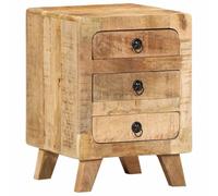 FUDUGEHMIOFWFJJ Comodino Mango Wood Nightstand 37x32x50 cm with Storage Shelf, Raw Solid Bedside Table for Bedroom Living Room, Natural Wood Grain Furniture