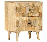 FUDUGEHMIOFWFJJ Comodino Mango Wood Nightstand with 2 Drawers, Mid-Century Modern Bedside Table 40x30x50 cm, Solid Wood Furniture for Bedroom Living Room