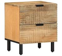 FUDUGEHMIOFWFJJ Comodino Marrone Legno Massello di Mango 40x33x46 cm Nightstand with Metal Legs, Bedroom Side Table with Storage Shelf, Modern Wooden End Table for Living Room