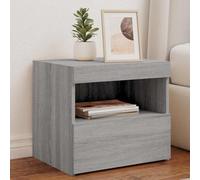 FUDUGEHMIOFWFJJ Comodino Moderno con Luci LED RGB Grigio Sonoma 50x40x45 cm, Nightstand with LED Lights for Bedroom, Multilayer Wood Storage Cabinet with USB Connector