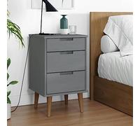 FUDUGEHMIOFWFJJ Comodino MOLDE Grigio Nightstand 40x35x65 cm Scandinavian Style with 3 Drawers, Solid Pine Wood with UV Finish for Bedroom Living Room Modern Furniture