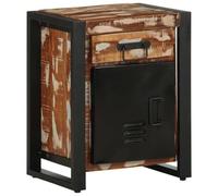 FUDUGEHMIOFWFJJ Comodino Multicolore Bedside Table 40x30x50 cm Solid Mango Wood Reclaimed Furniture with Iron Legs for Bedroom Living Room Storage Nightstand