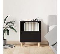 FUDUGEHMIOFWFJJ Comodino Nero 40x35x50 cm Nightstand with Drawer, Modern Bedside Table with Storage Shelf, Engineered Wood Bedroom Furniture for Small Spaces, Black End Table with Solid Wood Legs