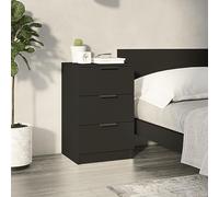 FUDUGEHMIOFWFJJ Comodino Nero 40x36x65 cm Modern Nightstand with 3 Drawers, Multilayer Wood Bedside Table for Bedroom Storage, Sturdy Top for Decor Display