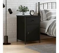 FUDUGEHMIOFWFJJ Comodino Nero 40x42x60 cm in Legno Multistrato, Nightstand with Storage Shelf, Modern Bedside Table with Adjustable Feet for Bedroom Living Room