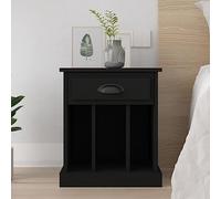 FUDUGEHMIOFWFJJ Comodino Nero 43x36x50 cm Nightstand with Drawer, Modern Bedside Table with Storage Shelves, Engineered Wood Bedroom Furniture for Small Spaces, Black