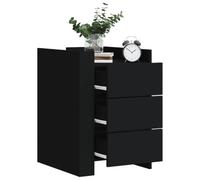 FUDUGEHMIOFWFJJ Comodino Nero 45x50x65 cm Legno Multistrato with 3 Drawers, Modern Nightstand with Large Storage Space, Bedroom and Living Room Furniture, Sturdy Composite Wood Design