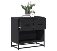 FUDUGEHMIOFWFJJ Comodino Nero 60x31x60 cm Modern Nightstand with 2 Drawers, Bedroom Furniture Storage Cabinet for Bedside Table, Durable Wood Metal Construction